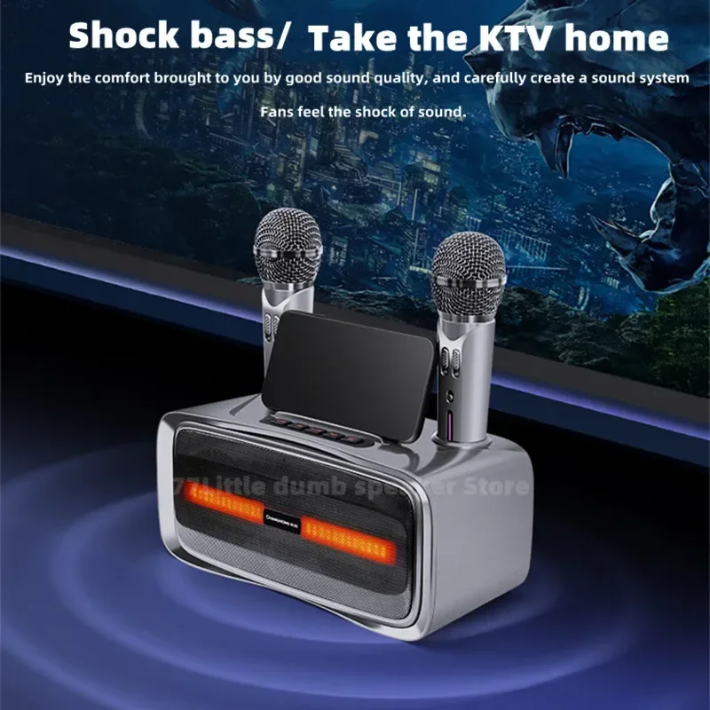 

Family KTV Audio Set Song Home Karaoke All-in-one Machine Pair Microphone Singing Portable Bluetooth Speaker Surround Stereo