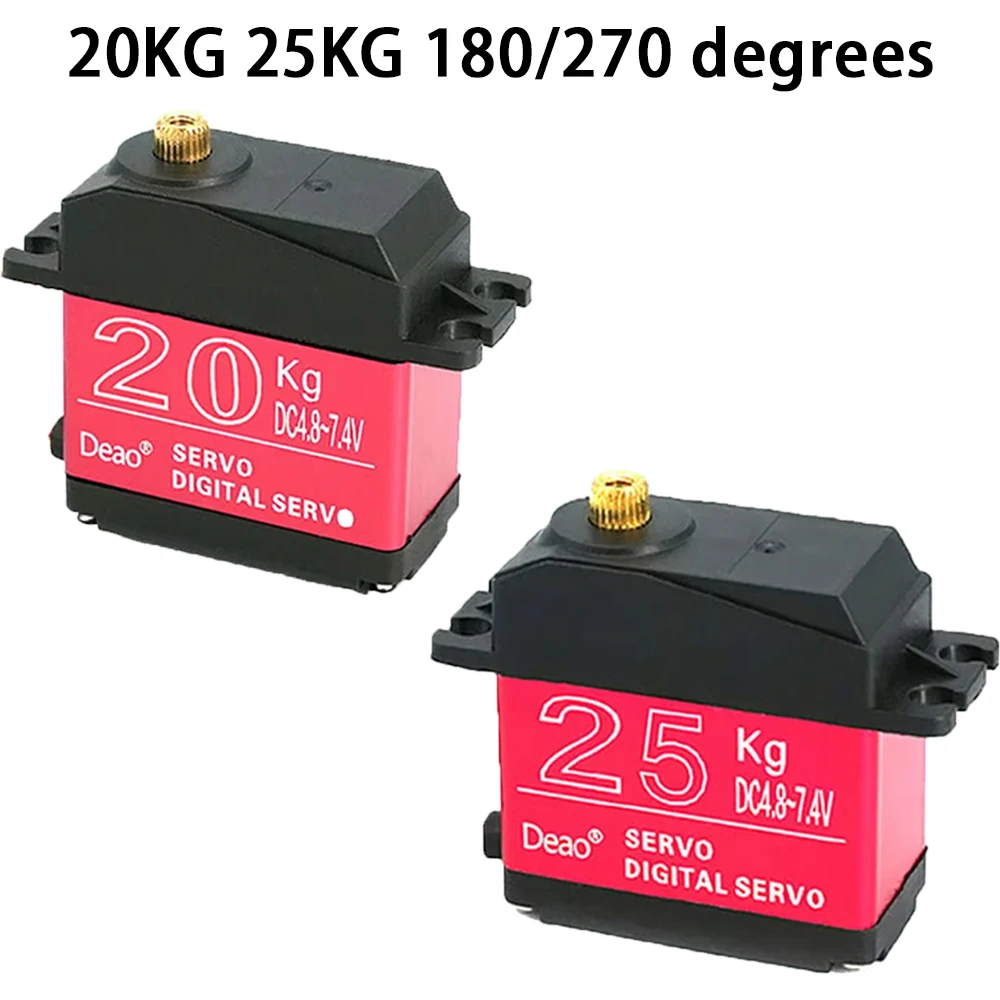 High Torque Digital Servo Waterproof 20KG 25KG Servo 180-Degree 270-Degree Metal Gear 25T RC Truck Robotic Arm