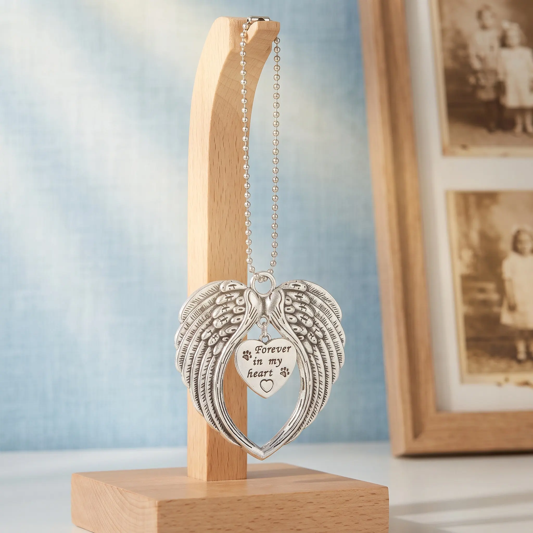 Heart Wing Pendant Angel Wing Hanging Decoration Personalized Metal Ornament for Car Mirror Christmas Tree Gift