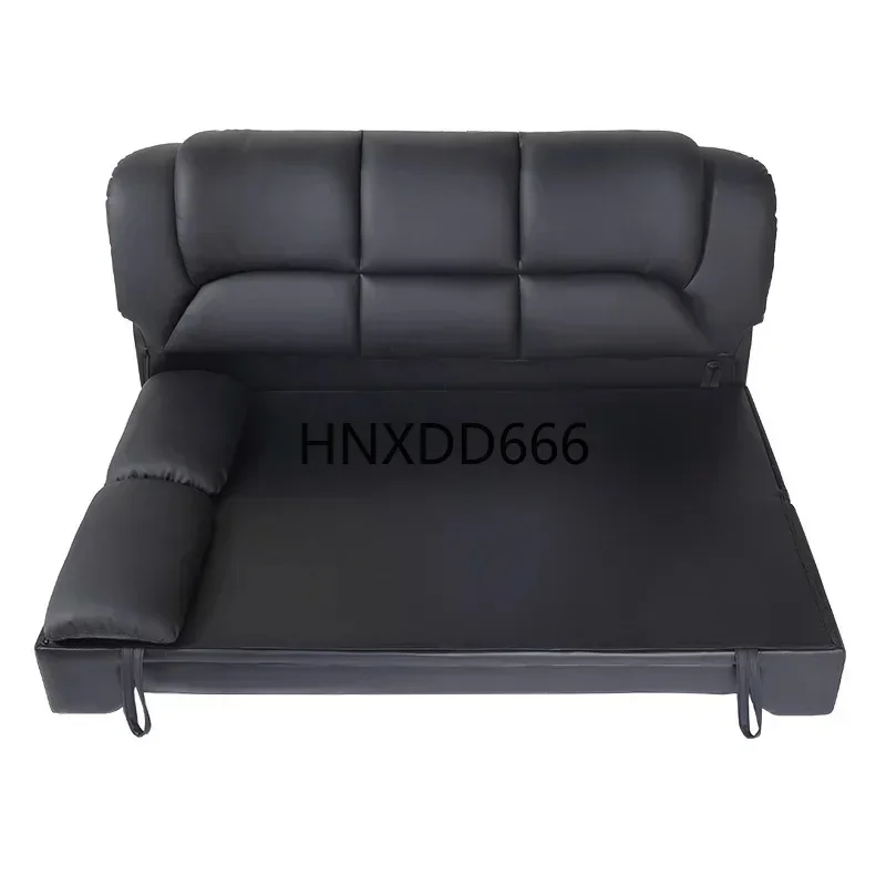 Foldable Retractable Sofa Bed for Small Apartments - Multifunctional Leather Seating and Sleep Solution with Storage