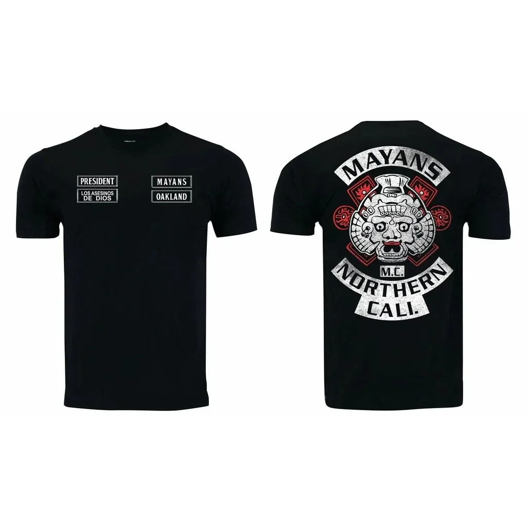

Мужская футболка с 3D-принтом сынов анархизма Sancro Los Mayan, летняя повседневная спортивная футболка с круглым вырезом высокого качества, 2024