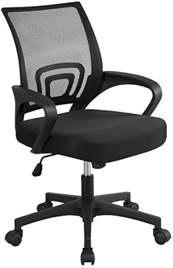 Silla de oficina ergonómica de escritorio con respaldo medio, silla de ordenador grande y barata, silla giratoria de malla con soporte Lumbar