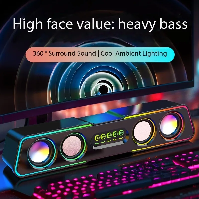 Home Desktop Gaming PC Speaker High Quality 4D Surround Stereo RGB Light EQ Sound Multimedia Bluetooth Boombox