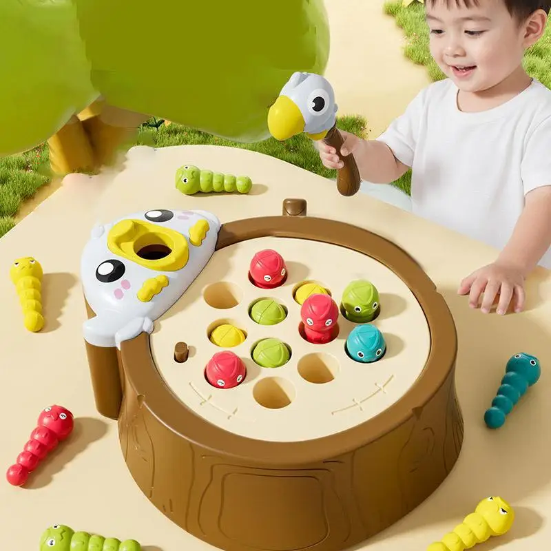 Magnetic Worm Game Woodpecker Magnetic Bird Sensory Learning Toys Fine Motor Skills Montessori Toys Gift for Toddler Kids