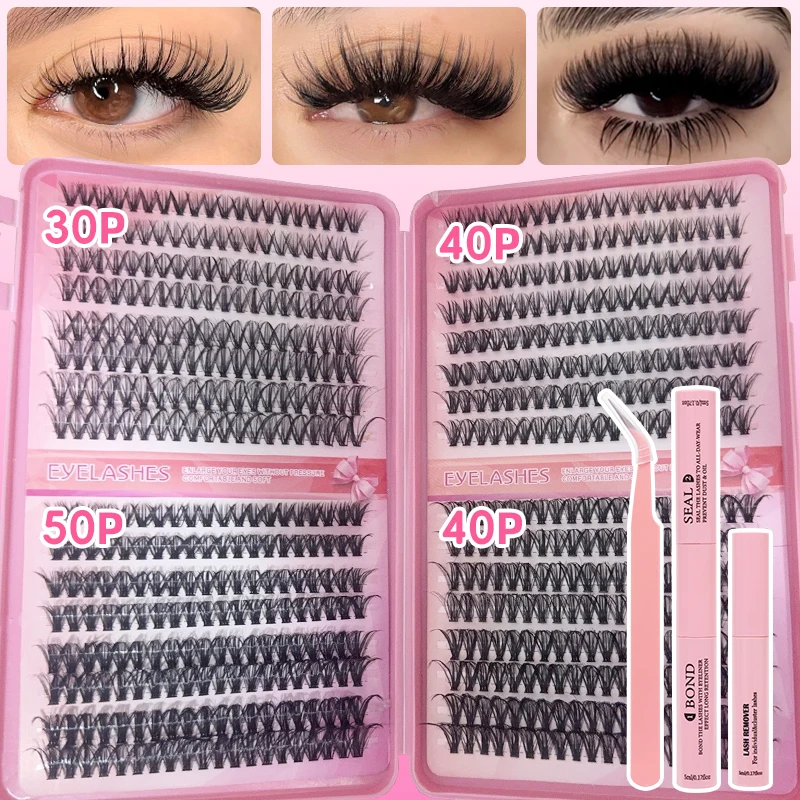 DIY Manga Spiky Cluster Wimpernverlängerungen, Natürliche Mega-Volumen Einzelne Vorgeschnittene Segmentierte Wimpern für Augen-Make-up zu Hause – Detail 1
