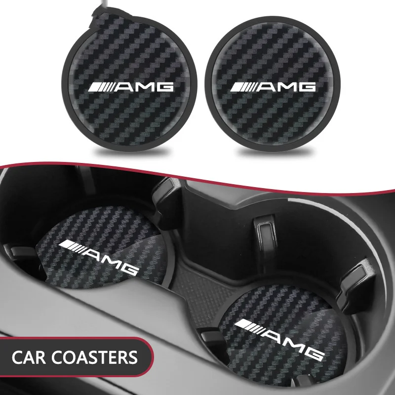 Car Water Cup Pad Car Coaster Anti-Slip Drink Holder Mat For Mercedes Benz AMG W124 W202 W203 W204 W210 W211 W212 Accessories