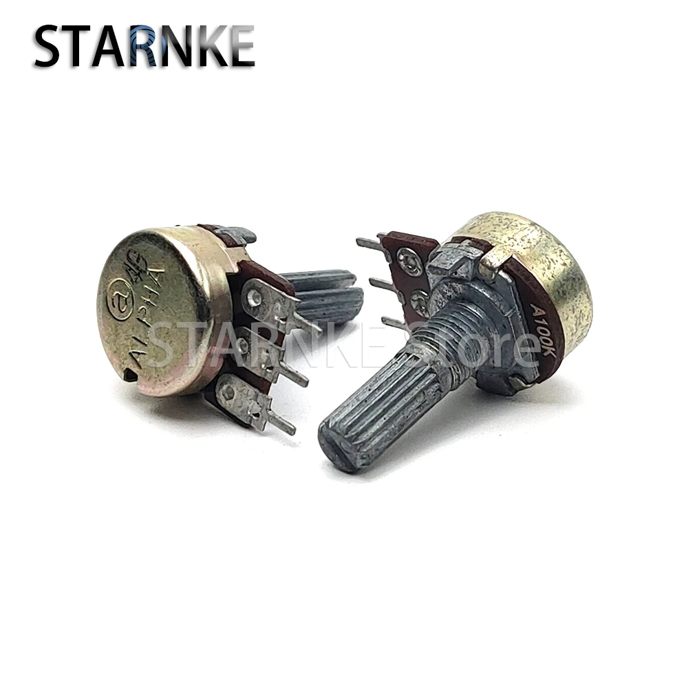 2PCS 16 Type A100K With Center Positioning Single 3-Pin Audio Speaker Volume Potentiometer Flower Shaft 20mm