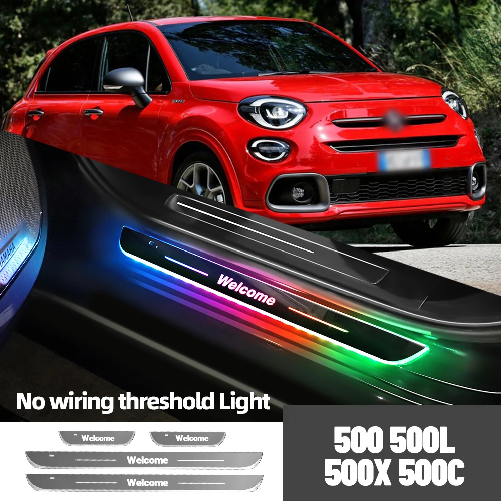 

For Fiat 500 500L 500X 500C 2007-2023 Car Door Sill Light Customized Logo LED Welcome Threshold Pedal Lamp Accessories