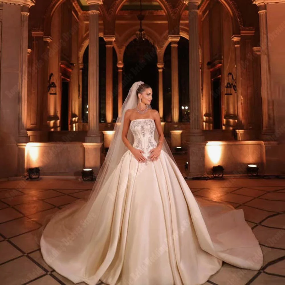فساتين زفاف نسائية أنيقة رائعة ساحرة على شكل حرف a دانتيل مطبوعة زي العرائس الأميرة الكرة Vestidos De Novias مخصصة #2