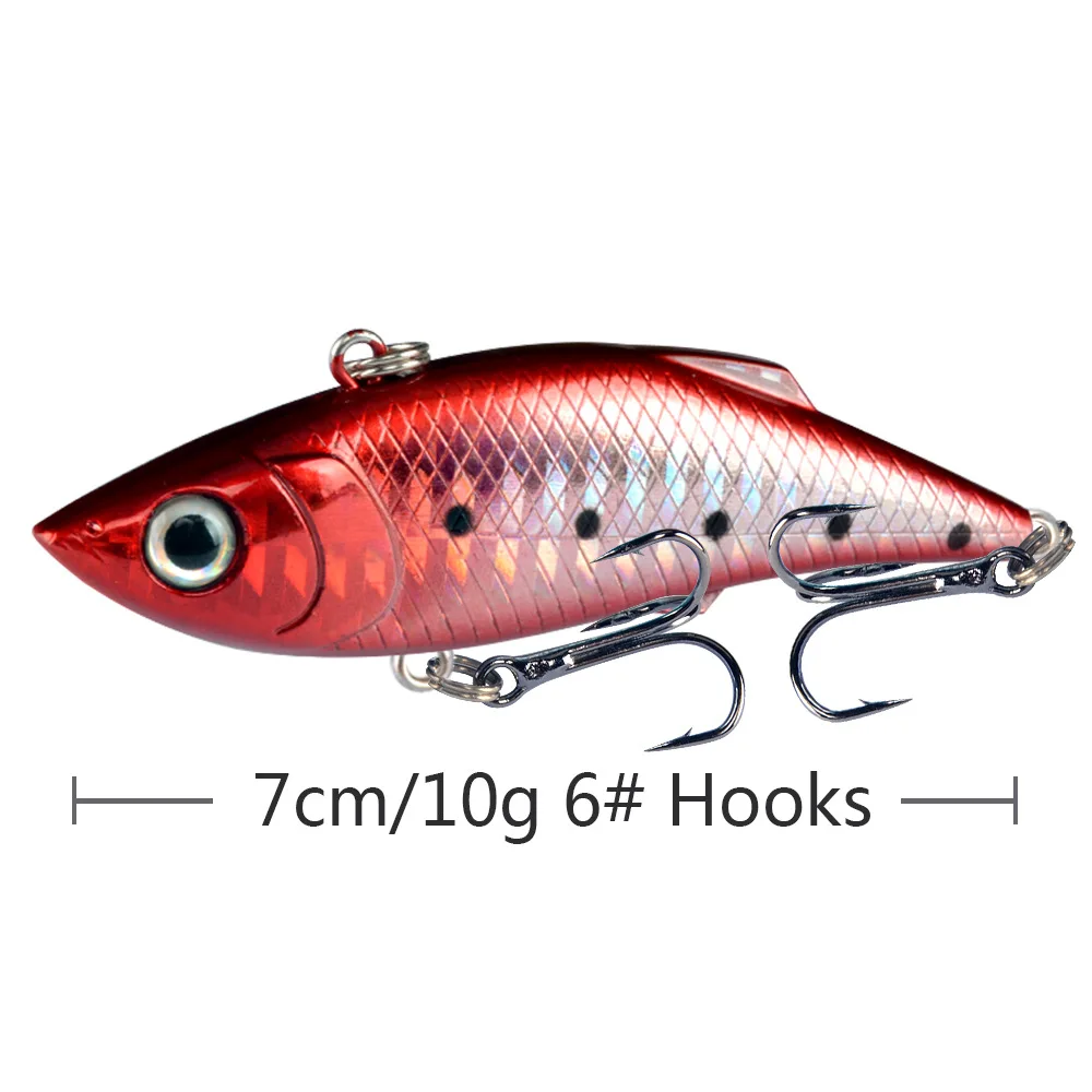 6 قطعة طعوم صيد السمك الصلبة VIB طعم vib خطاف ثلاثي كرانكبيت Wobber أدوات صيد صناعية