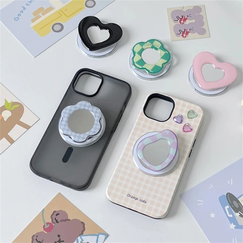 Cute 3D Love Heart Flower For Magsafe Wireless Charge Phone Griptok Grip Tok For iPhone15 Magnetic Case Folding Finger Stand