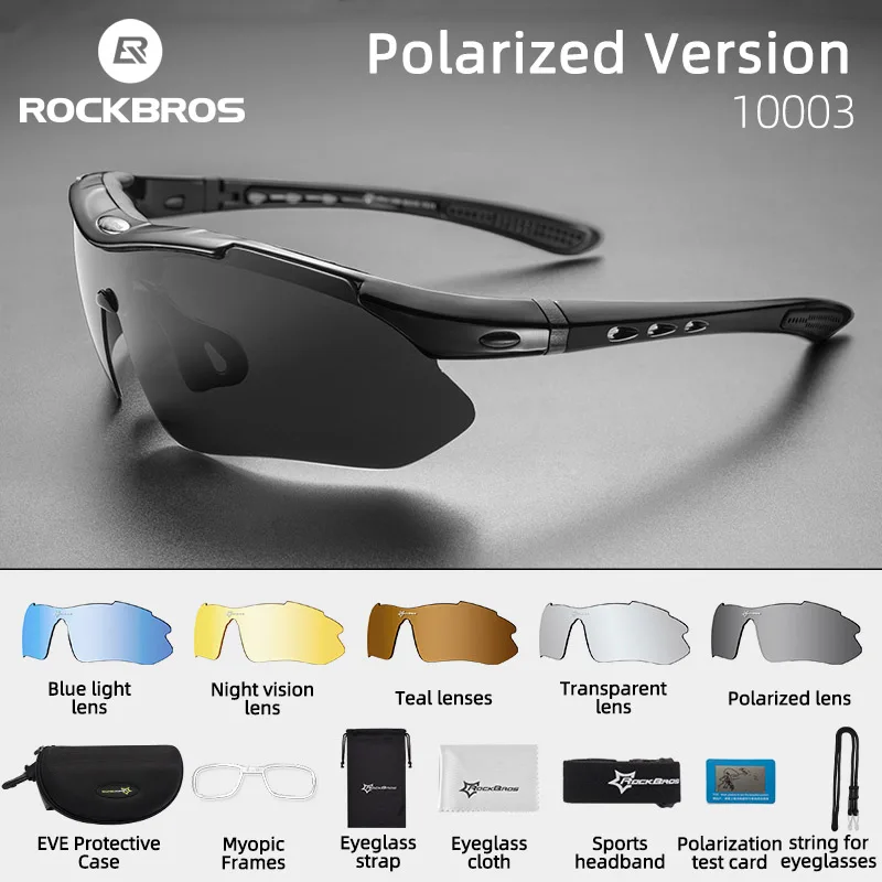 ROCKBROS Cycling glasses Polarized  5 Lens Bike Glasses Outdoor Sports Sunglasses MTB PC Goggles Eyewear Bicycle Glasses