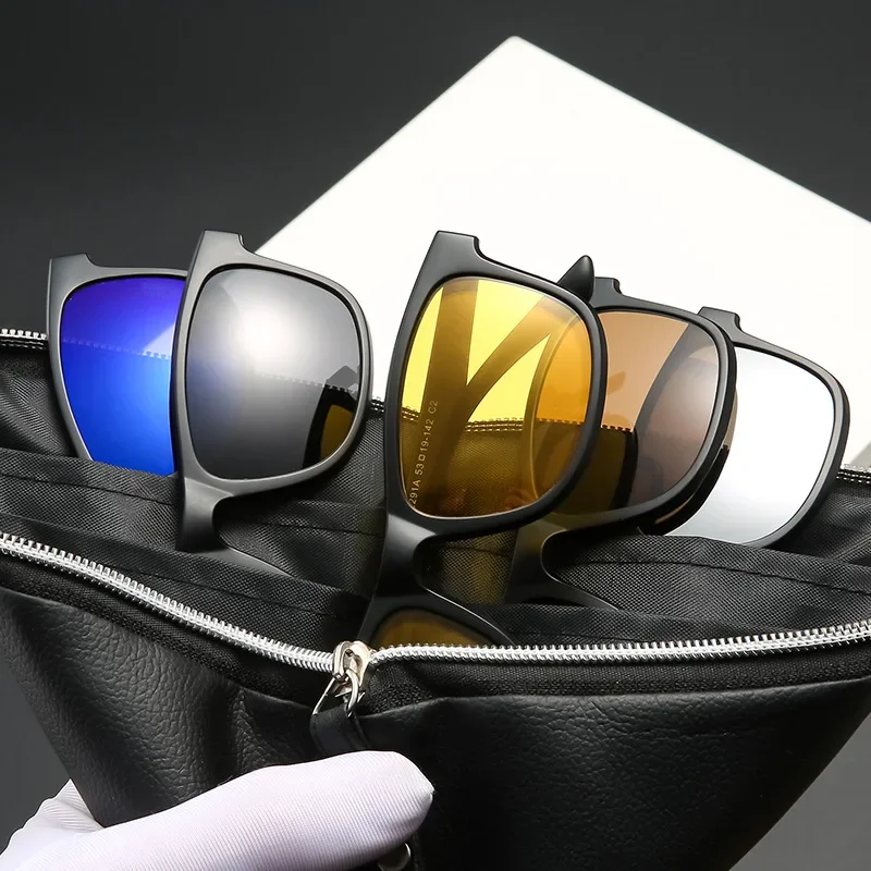 

XUKA Magnetic Women InterchangeableDual-purpose Sleeve Mirror Five-in-one Men Fashion Double-layer and Polarized Sunglasses