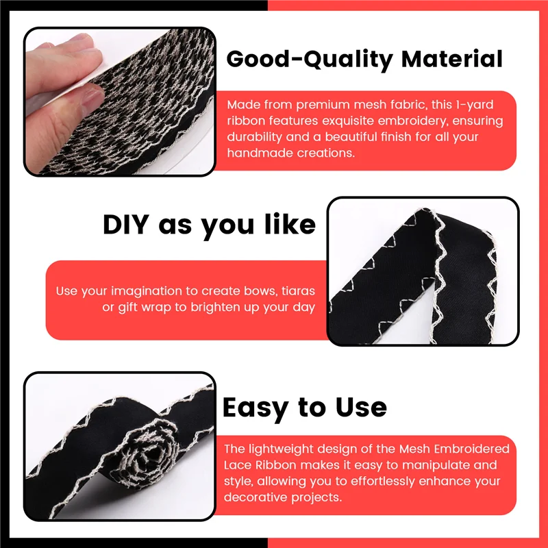 

ABEZ 2 шт. сетчатая вышитая кружевная лента 50 ярдов DIY головной убор с бантом ручной работы подарочная упаковка материалы для украшения дня рождения и свадьбы