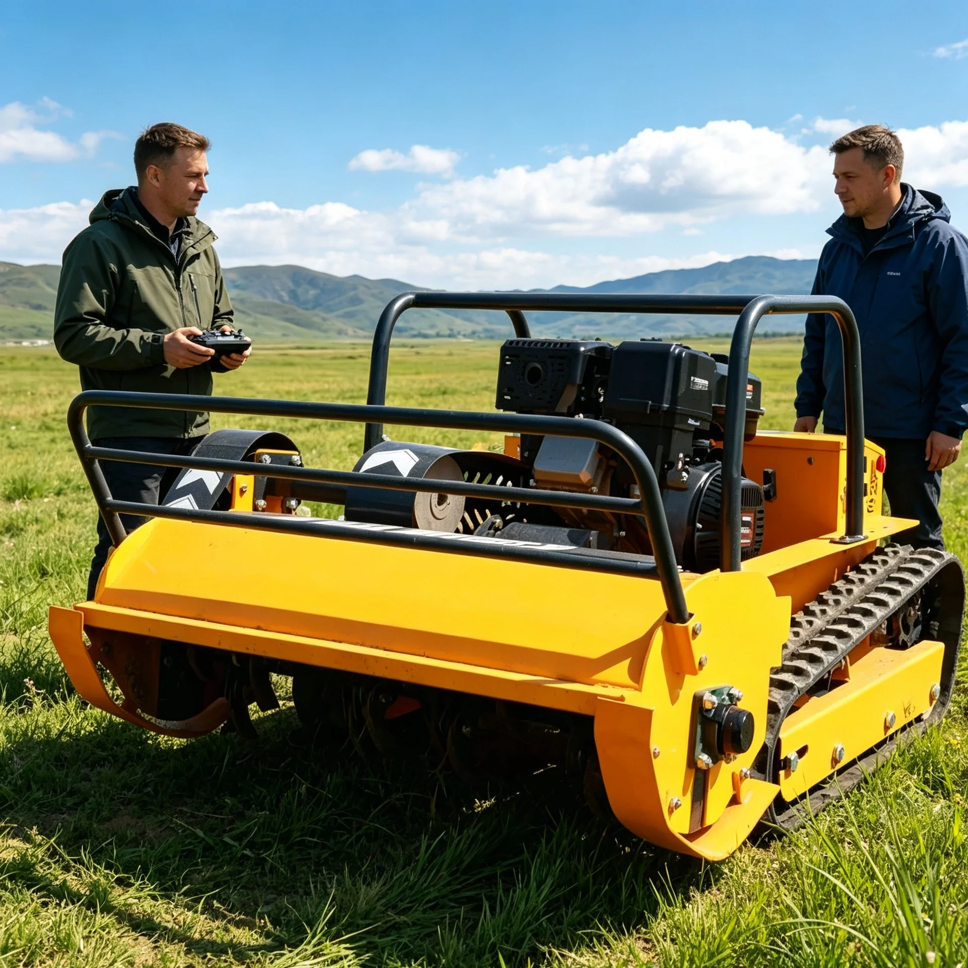 Customized tracked lawn mower, built‑in display screen, view power data during petrol lawn mower with drive