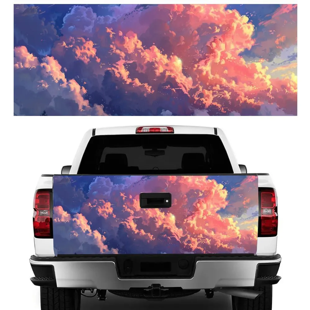 

Anime Pink Cloud Scenery Print Car Tail Trunk Protect Vinly Decal Auto Accessories Hood Decoration Sticker for Off-road Pickup