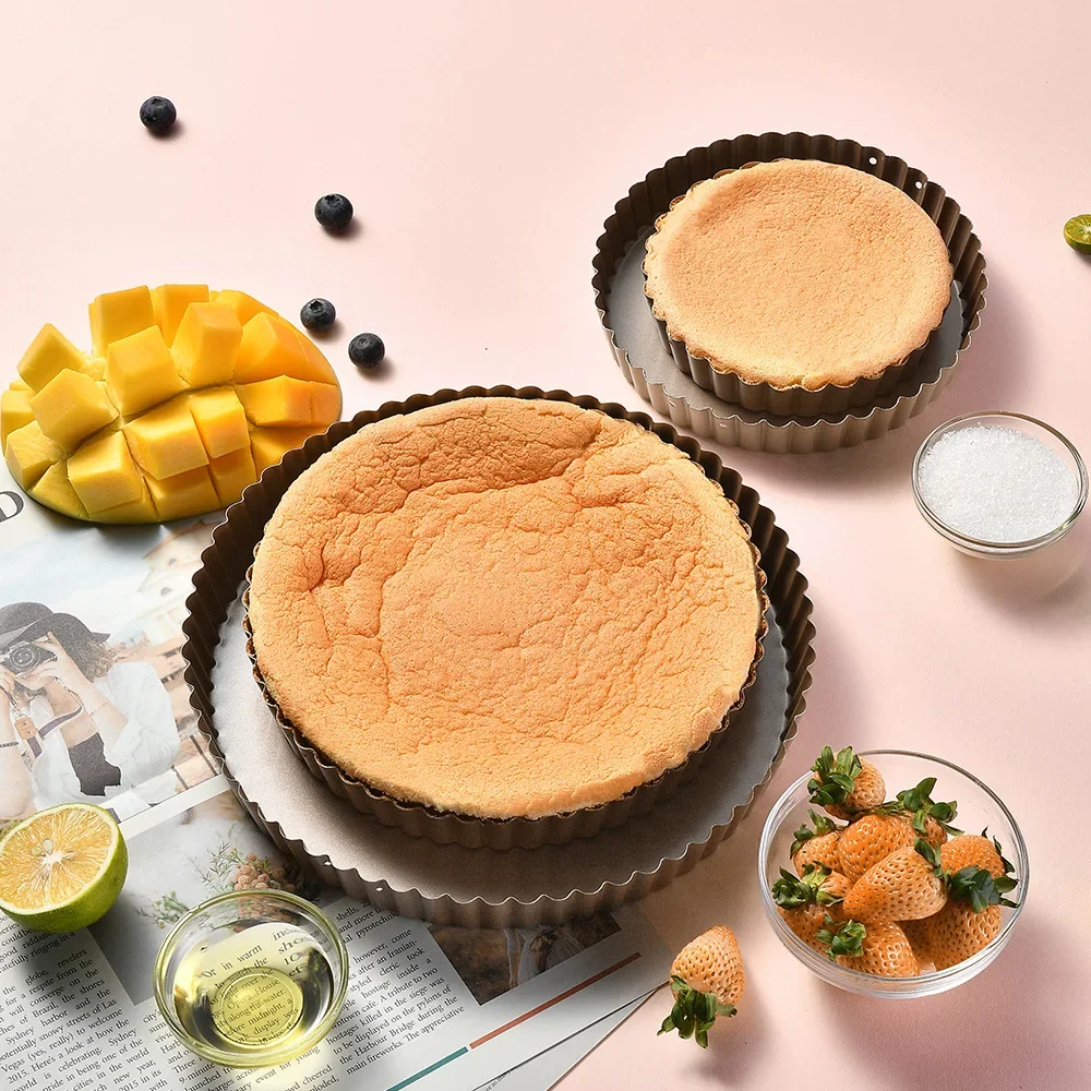 1Pc Fluted Pie Tart Pan Mold Baking Removable Bottom Nonstick Quiche Tool Rectangle Rose Bakeware Template Dishes Cake Pans
