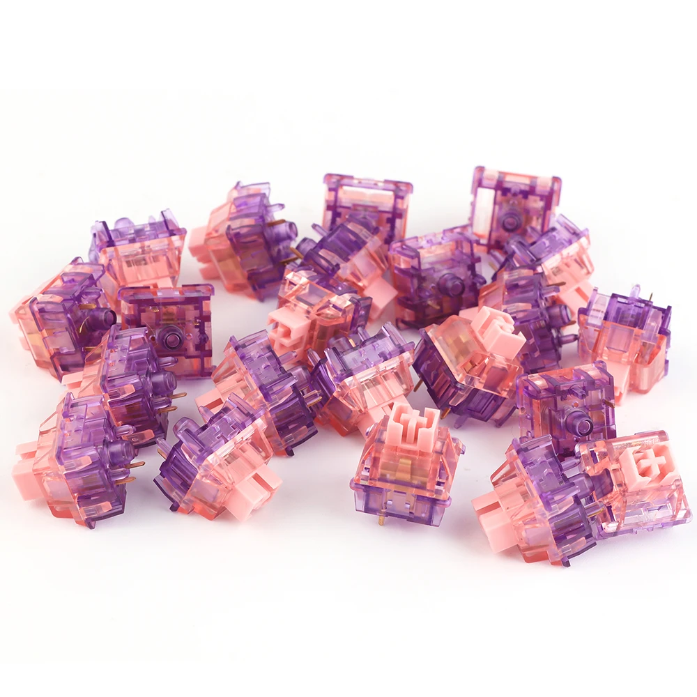 Custom 35 Pieces EPOMAKER Flamingo Linear Switch Set Factory Lubed POM Stem Dual Spring PC Housing for Mechanical Keyboard Gift