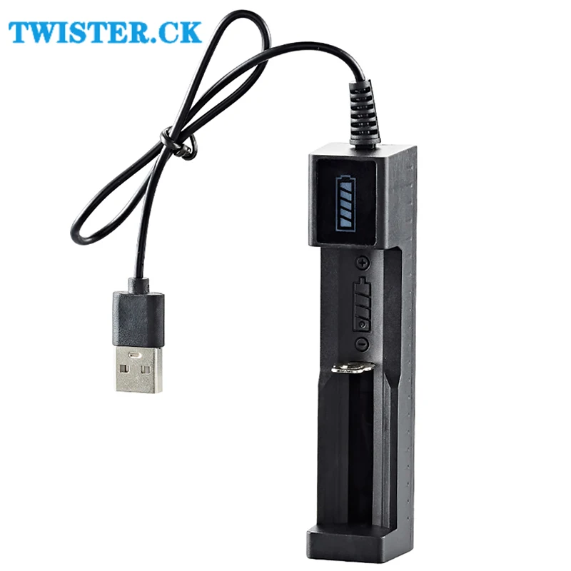 USB Smart Single Slot Ladegerät Lithium Ladegerät kleiner Lüfter Taschenlampe Batterie lade adapter mit Kontroll leuchte