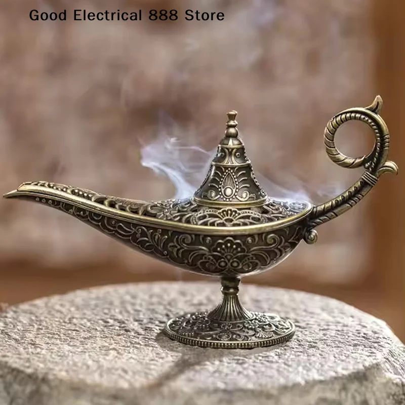Brûleur d'encens arabe créatif, support de lampe de style antique, brûleur d'encens rétro en métal, bougie parfumée et non parfumée, décoration d'intérieur, cadeau