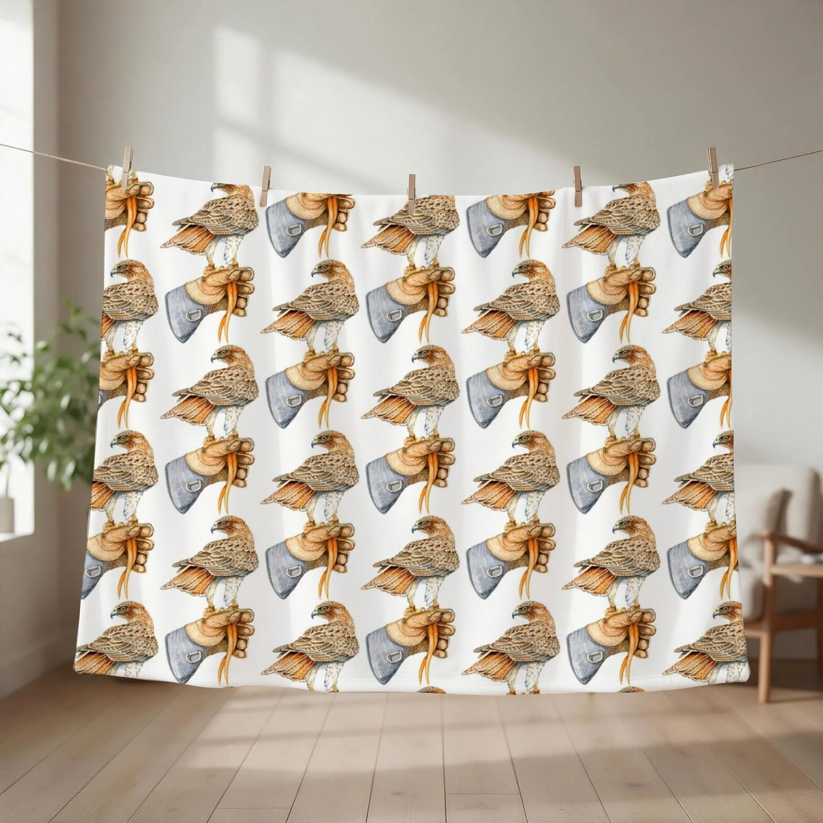 Red Tailed hawk on glove Throw Blanket couch cozy soft plush fuzzy picnic outdoor blanket
