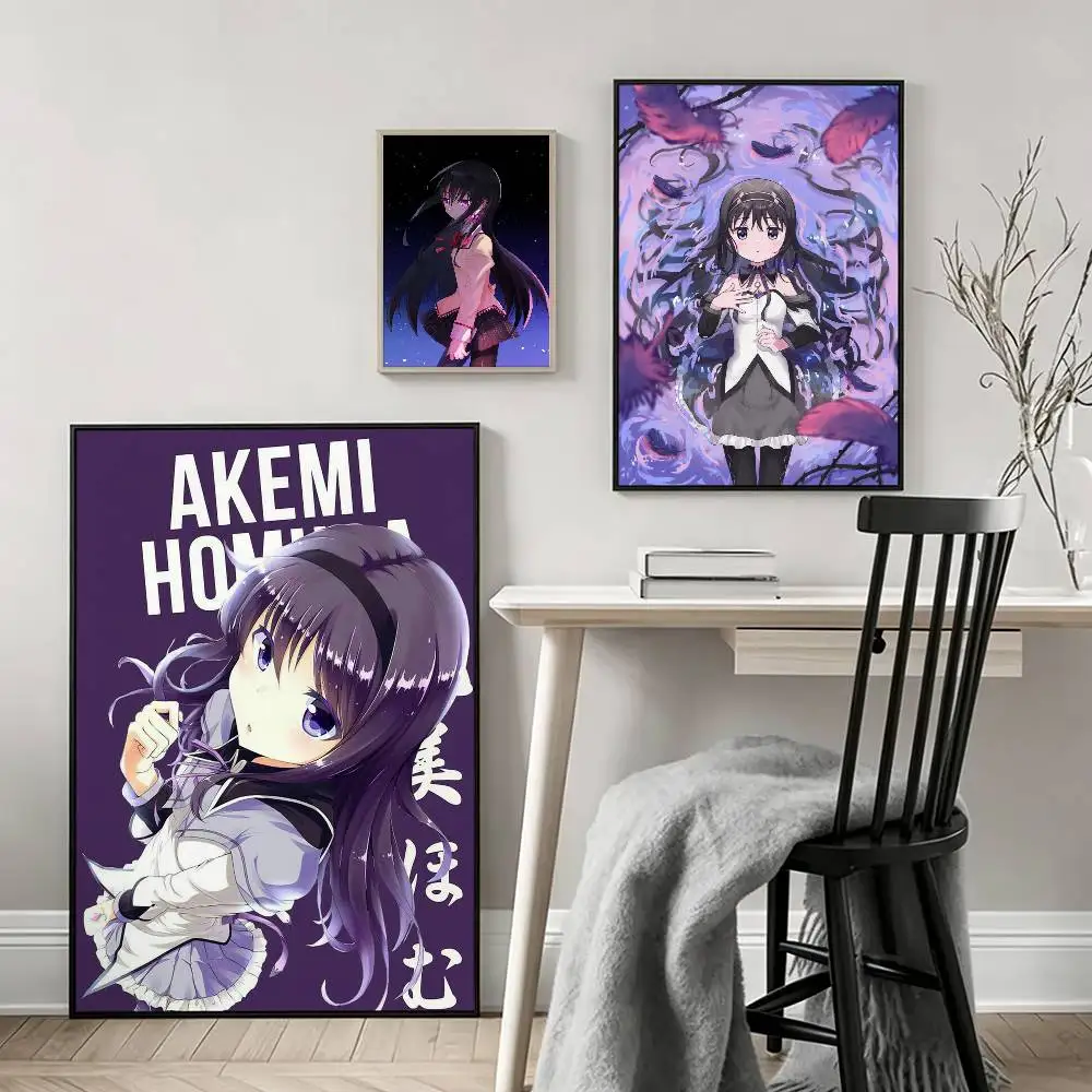 H-Homura A-Akemi Puella Magi Poster Waterproof Wall Art Sticker For Bar Living Room Vintage Decor High Quality Print Gift