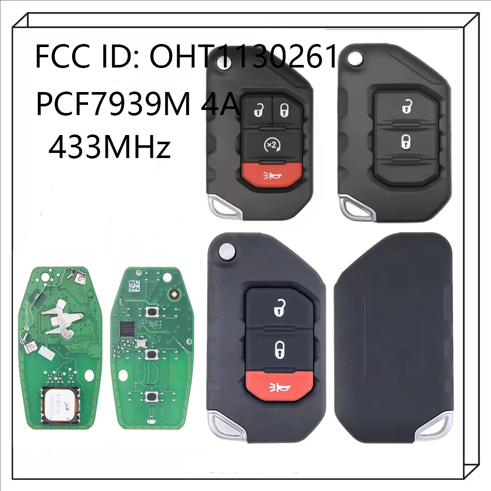

433 МГц PCF7939M 4A FCC ID: OHT1130261 68416784AA Умный дистанционный ключ без ключа Go для Jeep Wrangler JL Gladiator 2018-2022
