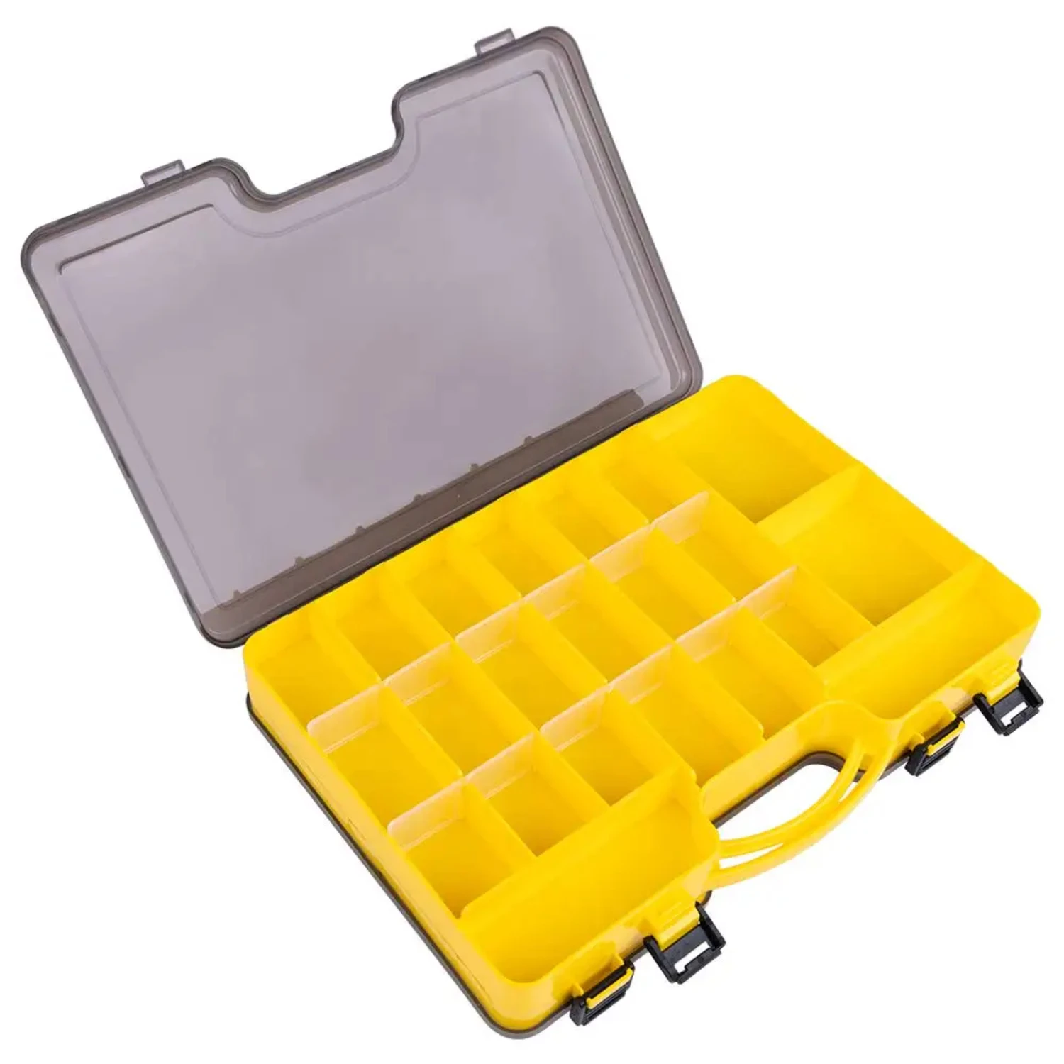 

Fishing Box Fishing Tackle Box Organizer Double Sided Plastic Portable Handle Included 44 Compartments Hard Case
