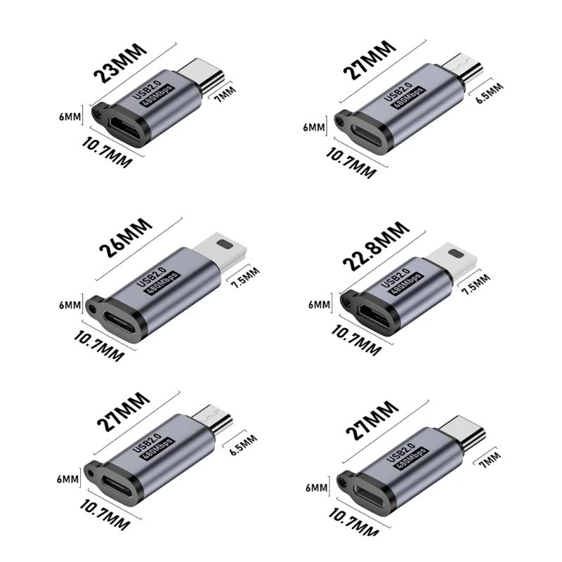 2 قطعة مايكرو USB إلى نوع C محول USB صغير إلى USB C 480Mbps شحن البيانات السريعة موصل USBC محول للهواتف اللوحية