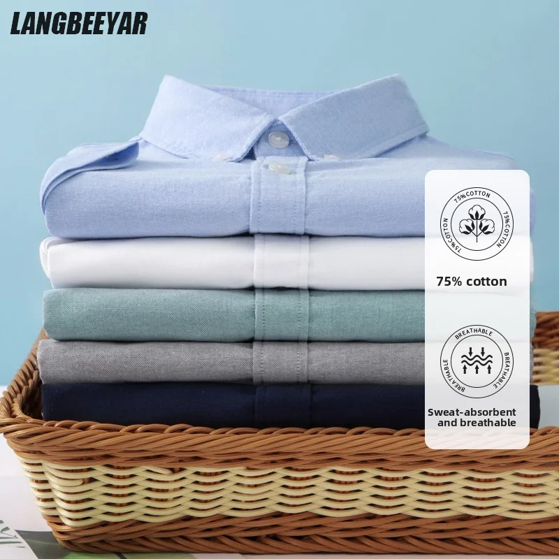 Top Grade Oxford New Summer Brand Slim Fit Shirt Breathable Trending Short Sleeve Classic Casual Fashion Mens Clothes 2025