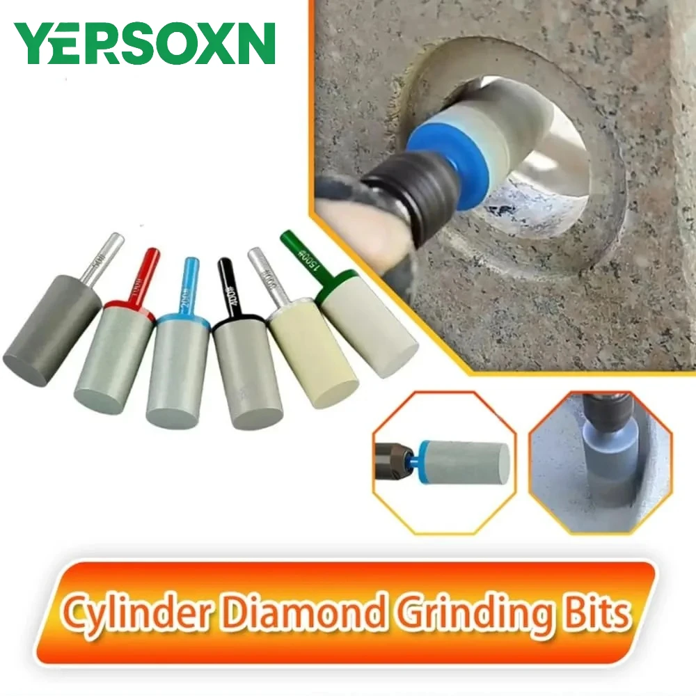 1PC 50-3000Grit with 6mm Shank Diamond Resin Grinding Head Cylindrical Small Grinding Wheel Stone Relief Polishing Stone