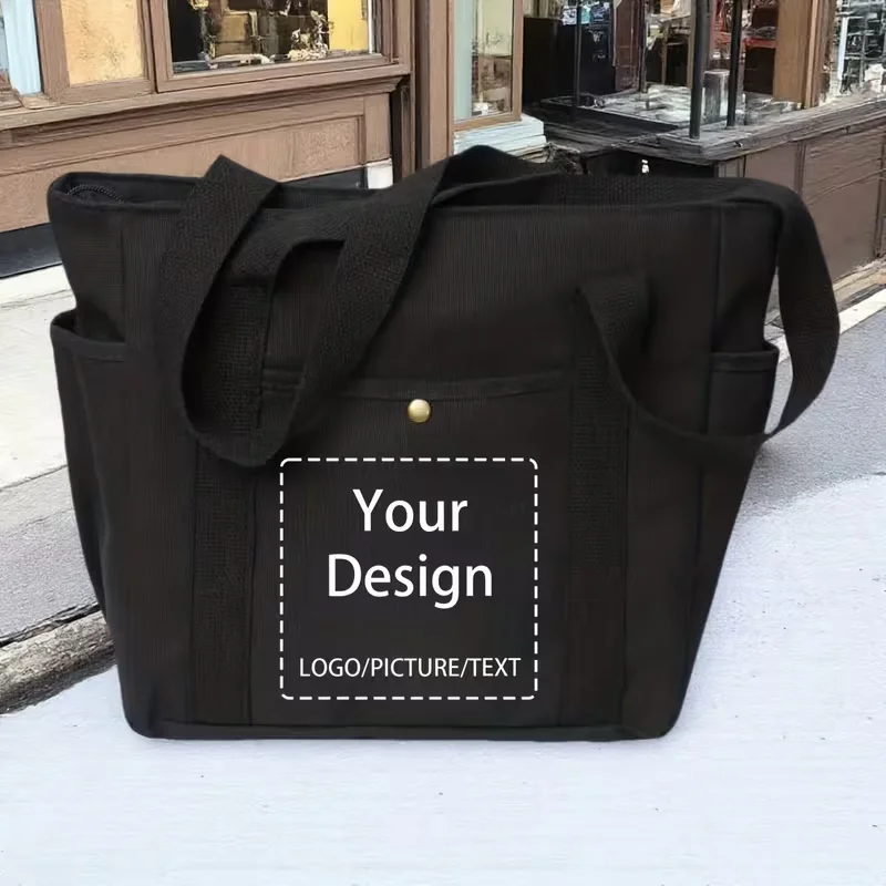 1pc Personalized Customized Photo/Text/Logo Printed Oversized Tote Bag - Durable, machine washable heavy-duty bag with sturdy black label-free printing, suitable for both men and women, bulk orders - Promotional brands, events, travel, handbags, tote bags, shopping bags, shoulder bags, novelty bags, travel tote bags, handbag storage bags, women's handbags, Christmas tote bags