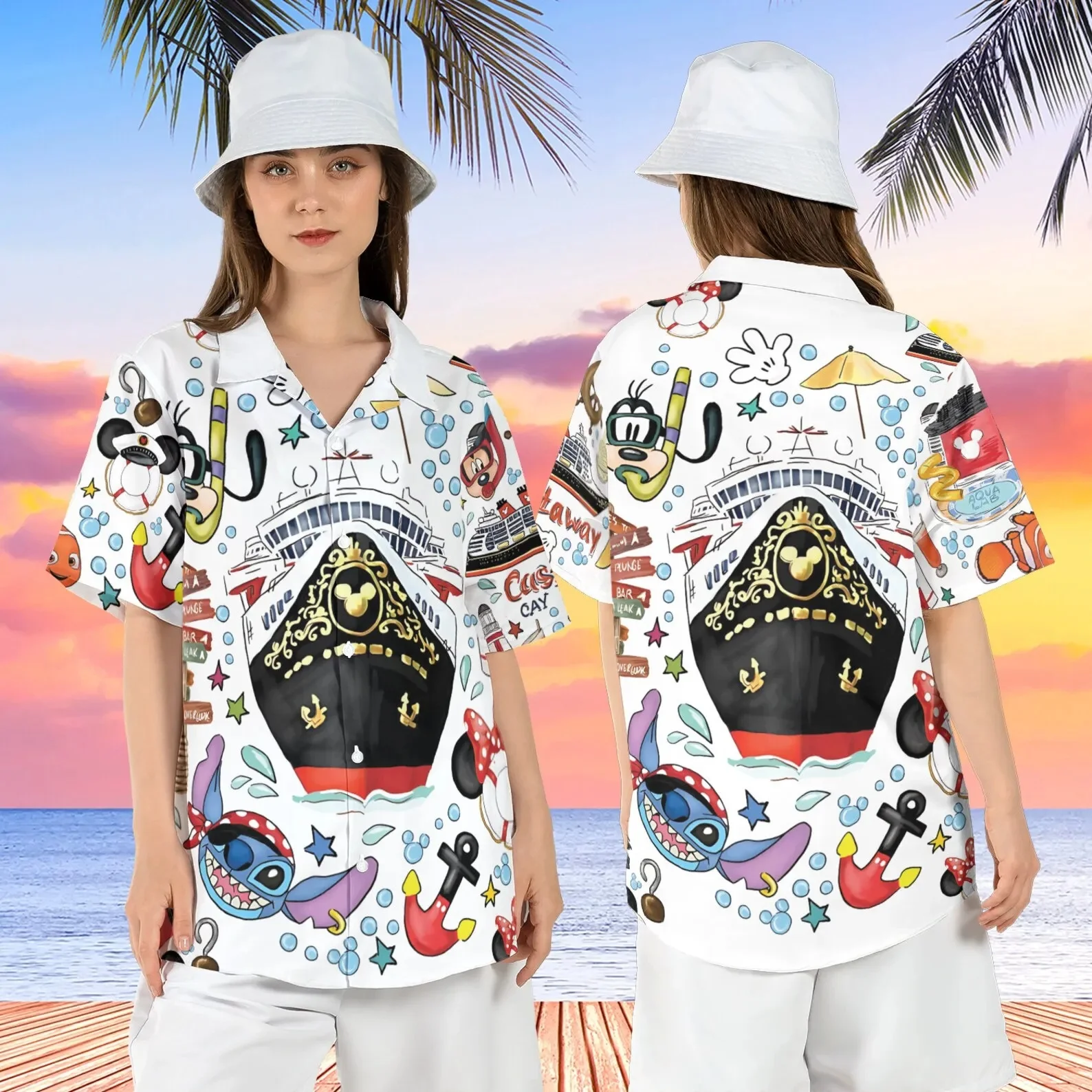 

Disney Mickey Cruise Hawaiian Shirt Men's Disneyland Cruise 25th Anniversary Hawaiian Shirt Disney Castaway Island Button Shirt