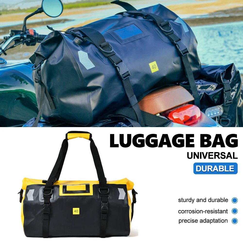 Motorcycle Waterproof Dry Bag Multi‑D‑Ring Strap Fix Tear‑Resistant PVC Adventure Off‑Road Rear Duffel Mod Parts
