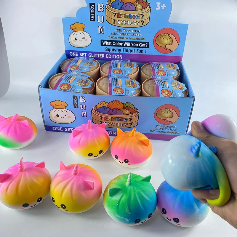 Colorful Unicorn Buns Pinch Music Slow Rebound Decompression Toy Artifact Simulation Small Cage Bag Shape Vent Desktop Ornament