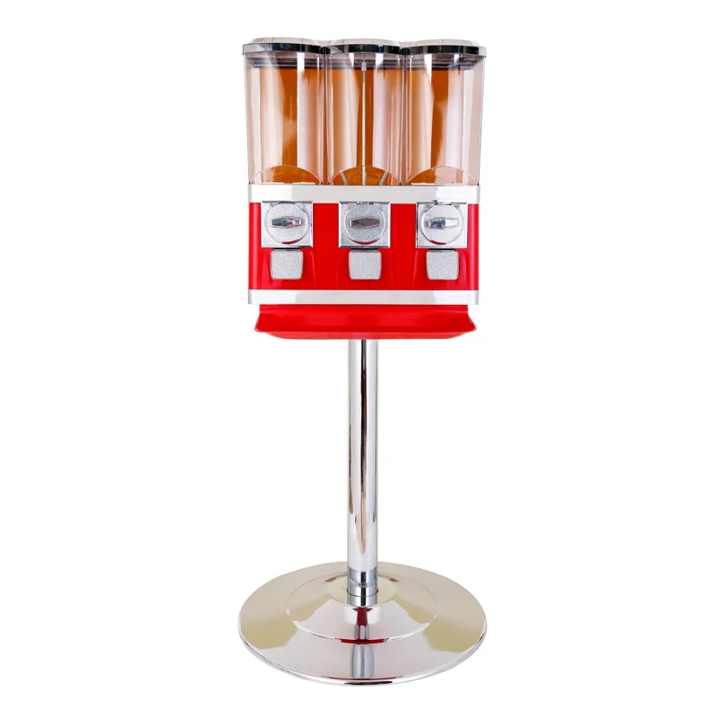 Triple Candy Vending Machine made by Metal and PC. with stand coin operated