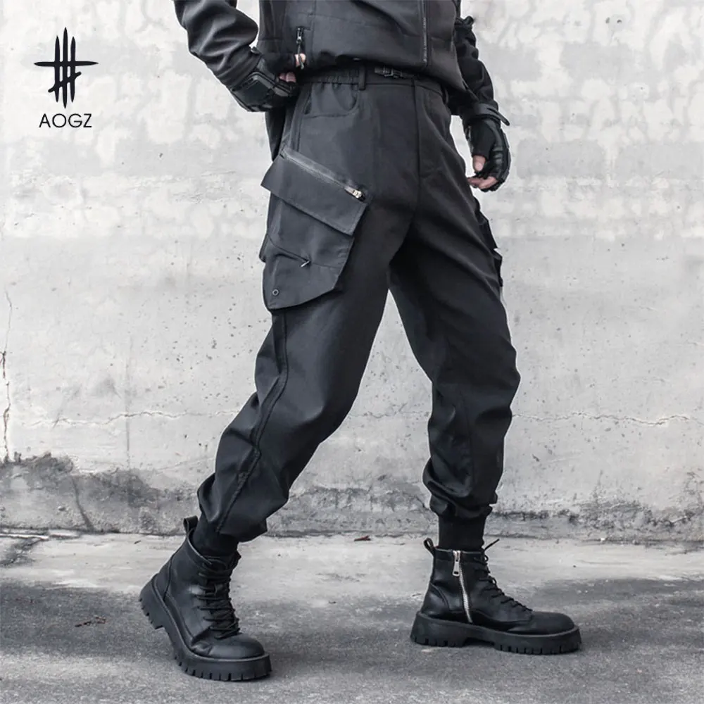 

AOGZ Harajuku Брюки-карго с большими карманами Мужская техническая одежда Тактические брюки Повседневные брюки для бега Свободные брюки в стиле хип-хоп Уличная одежда XXXL