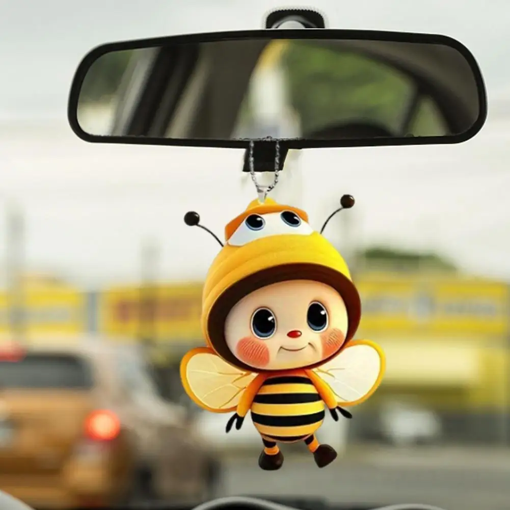 6Pcs Bee Decorative Pendants Acrylic Car Hanging Cute Bee Ornament Appearance Xmas Tree Pendants Home Decor Bee Charm