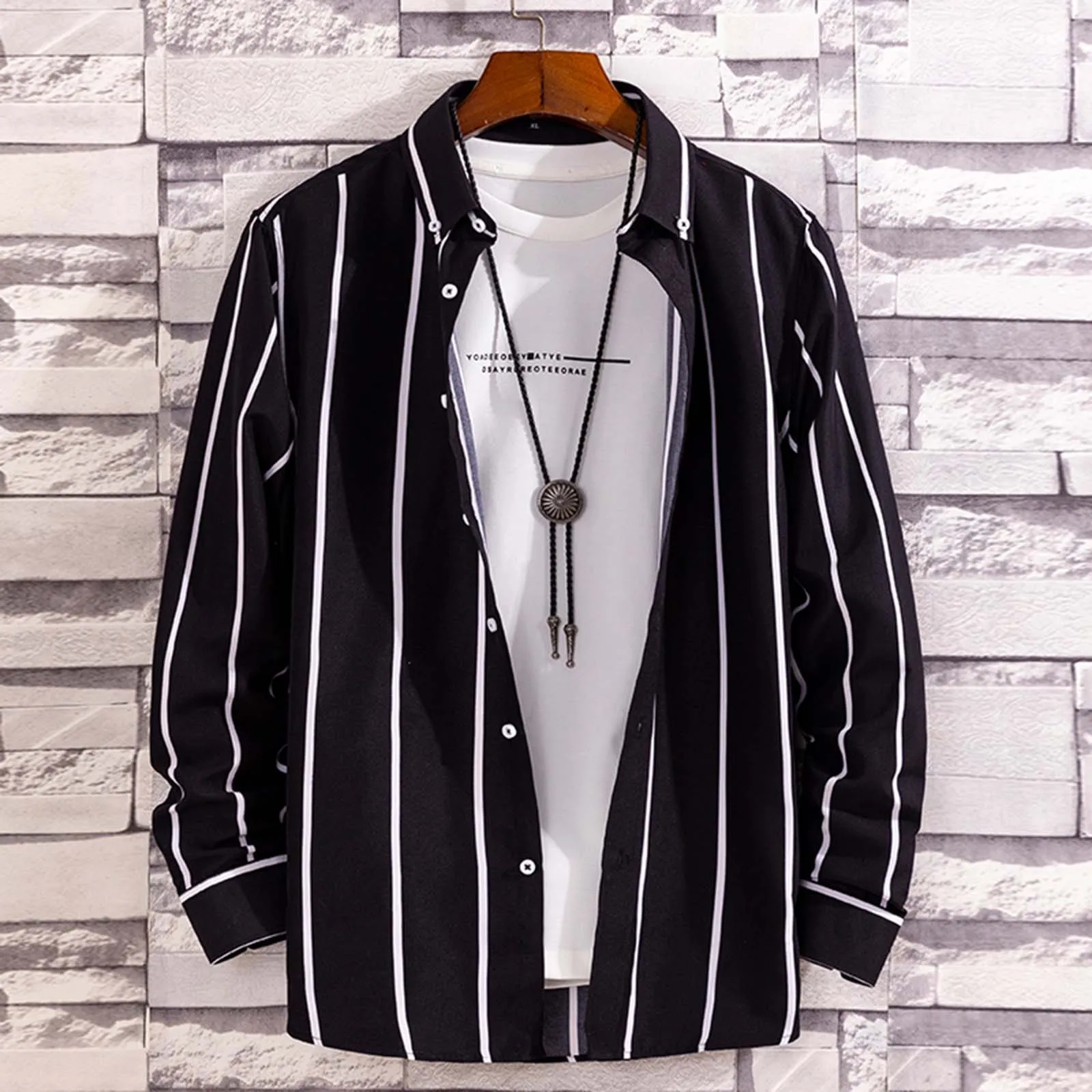 

Spring Autumn New Fashion Striped POLO Collar Button Shirts Men's Clothing Long Sleeve Cardigan Korean Loose Trend Chic Blouses