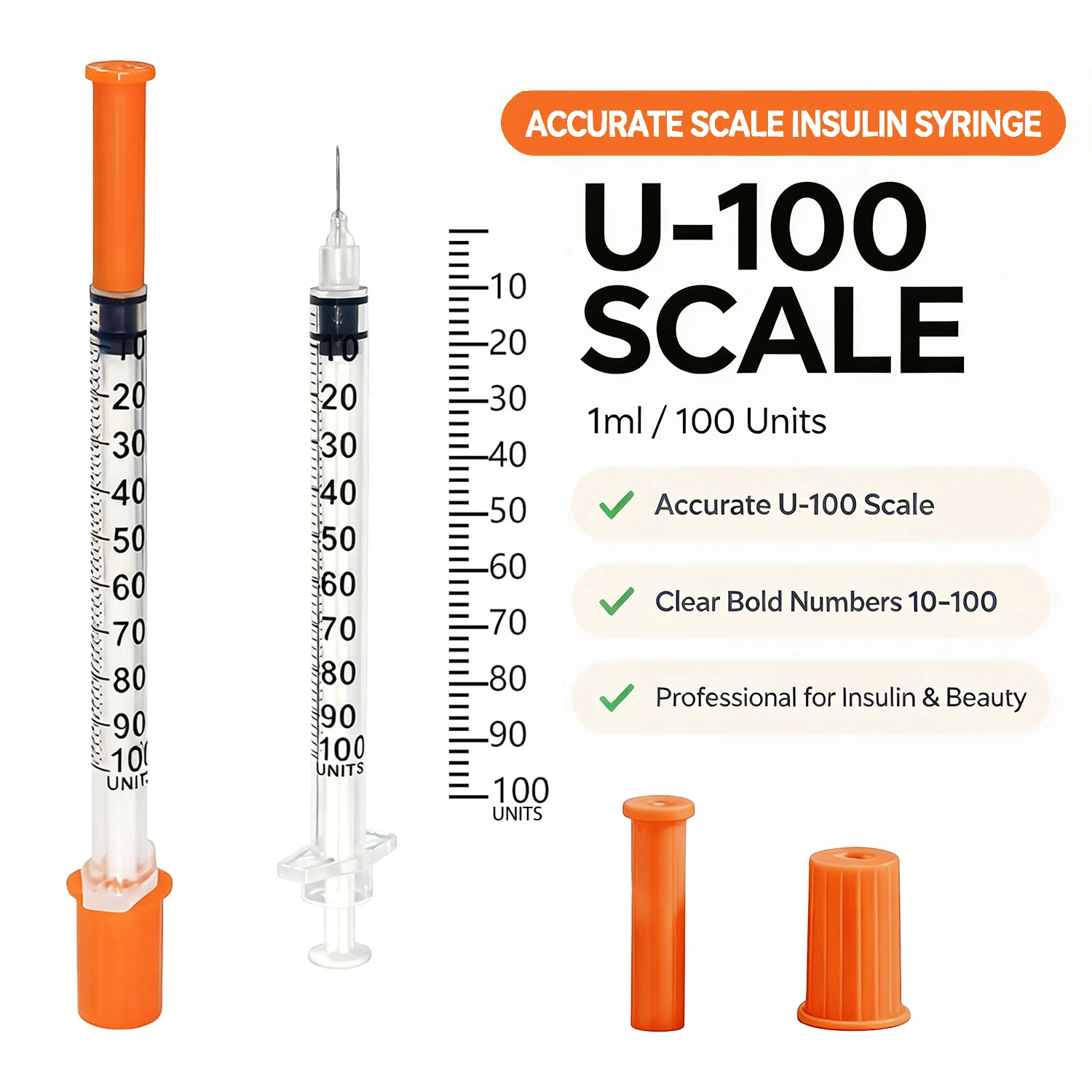 20/50/100PCS 1ml Insulin Syringe 8mm Ultra-Fine Needle, Sterile Individually Wrapped, Low-Dose Precision for Cats Dogs