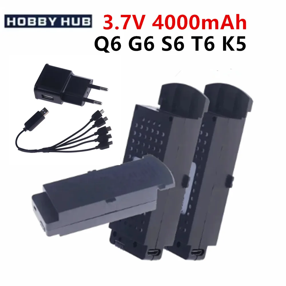 Wholesale S6 Drone Battery 3.7V 4000mAh For Different Types Q6 Drone Spare Parts Battery Q6 S6 G6 T6 K5 Replacement Lipo Battery