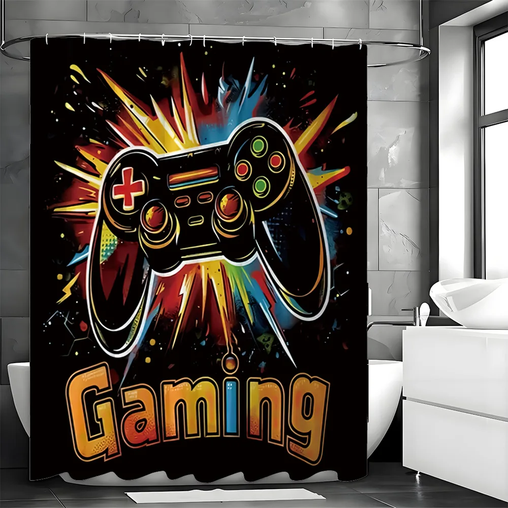 

Красочный игровой контроллер, занавеска для душа, моющаяся грязеотталкивающая насадка для душа, водонепроницаемая полиэстеровая занавеска для ванны для домашнего декора