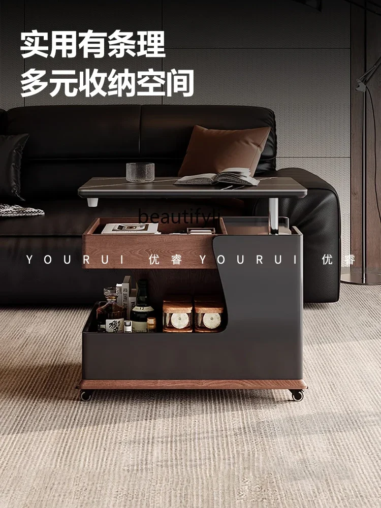 

A57 Household Sofa Side Cabinet Italian Minimalist Bedside Table Multifunctional Shelf Movable Cart