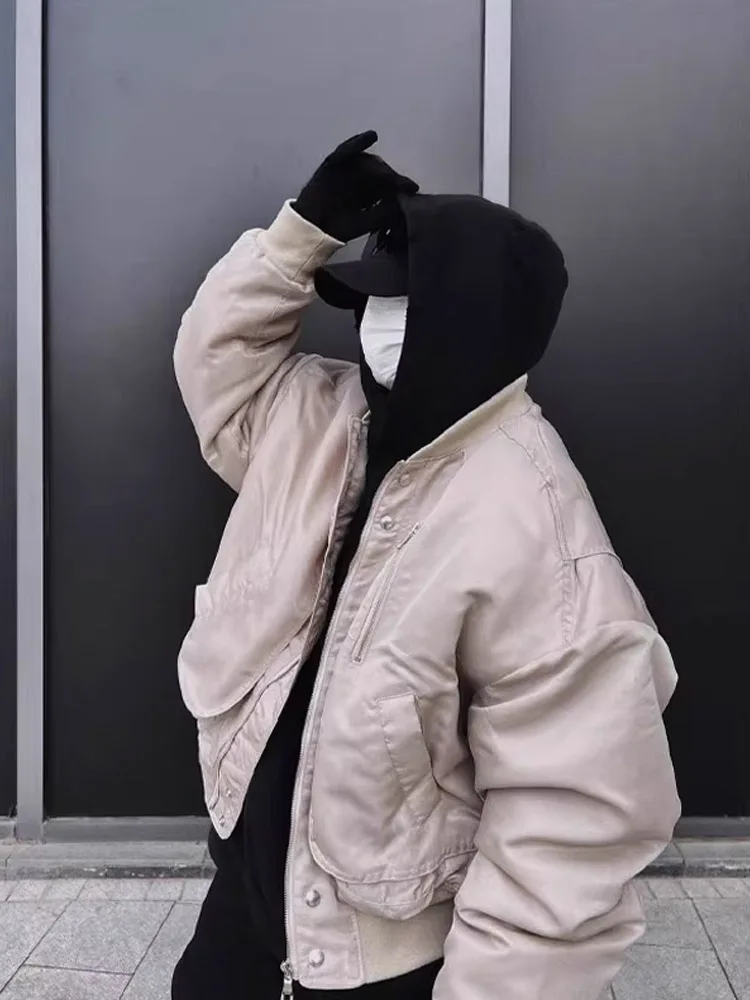 

American Sle Bomber Jaet ort Wide Cotton Flight Suit for Men Autumn Winter Design Sense Baseball ort Coat Outerwear