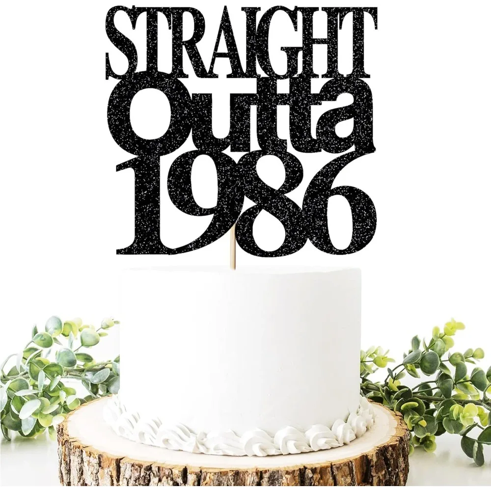 Straight Outta 1986 Cake Topper for 40th Birthday Party, Cheer 40 Cake Topper Funny 40 Men and Women 40th Birthday Party