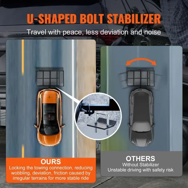 VEVOR 히치 마운트 화물 캐리어, 45.3' x 25.6' 철제 히치 화물 랙(접이식 경사로 포함), 히치 랙 바스켓(안정장치 포함)