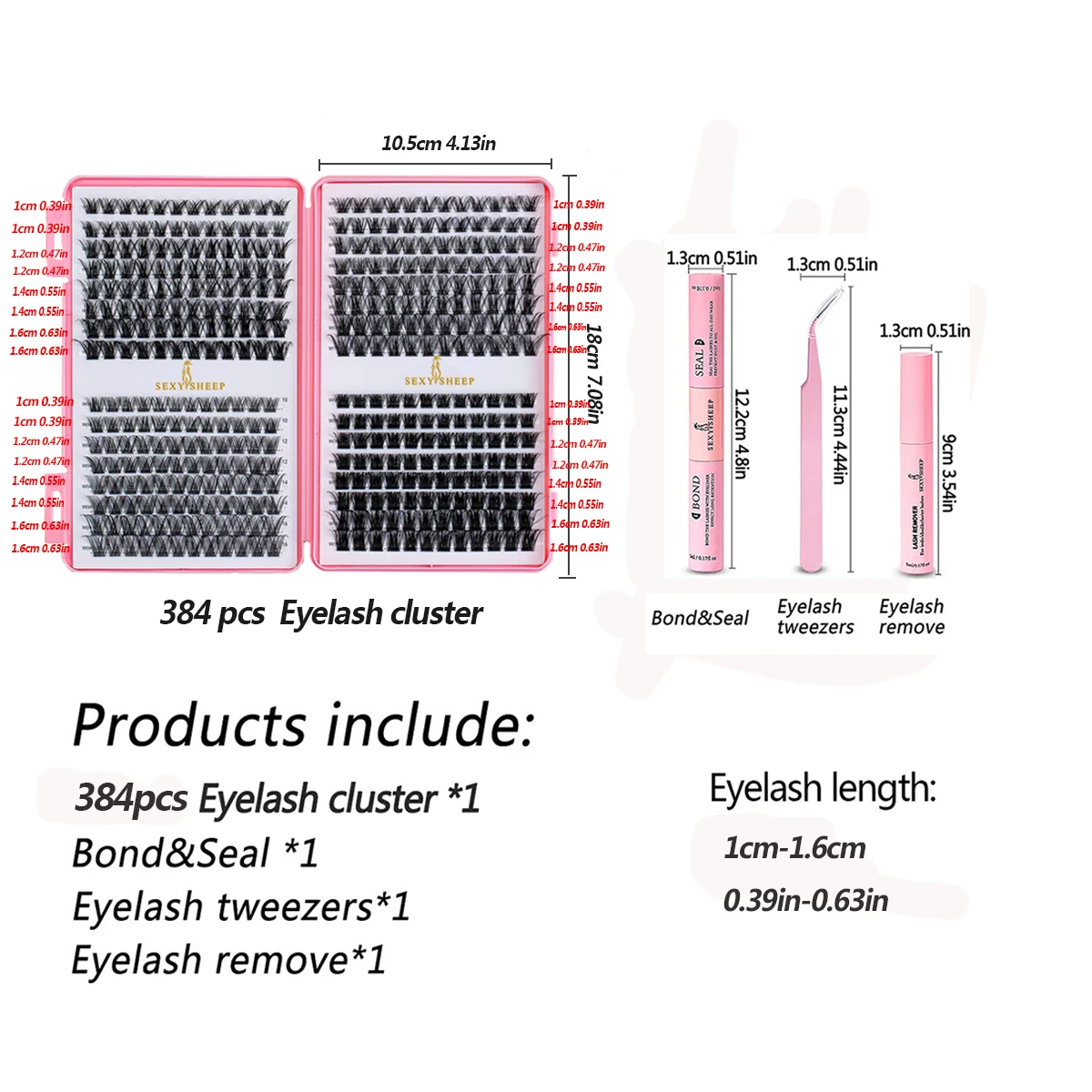 Indywidualne rzęsy Książka Klaster Przedłużanie Sztuczne rzęsy DIY w domu Klaster Przedłużanie rzęs z klejem do rzęs, zmywaczem