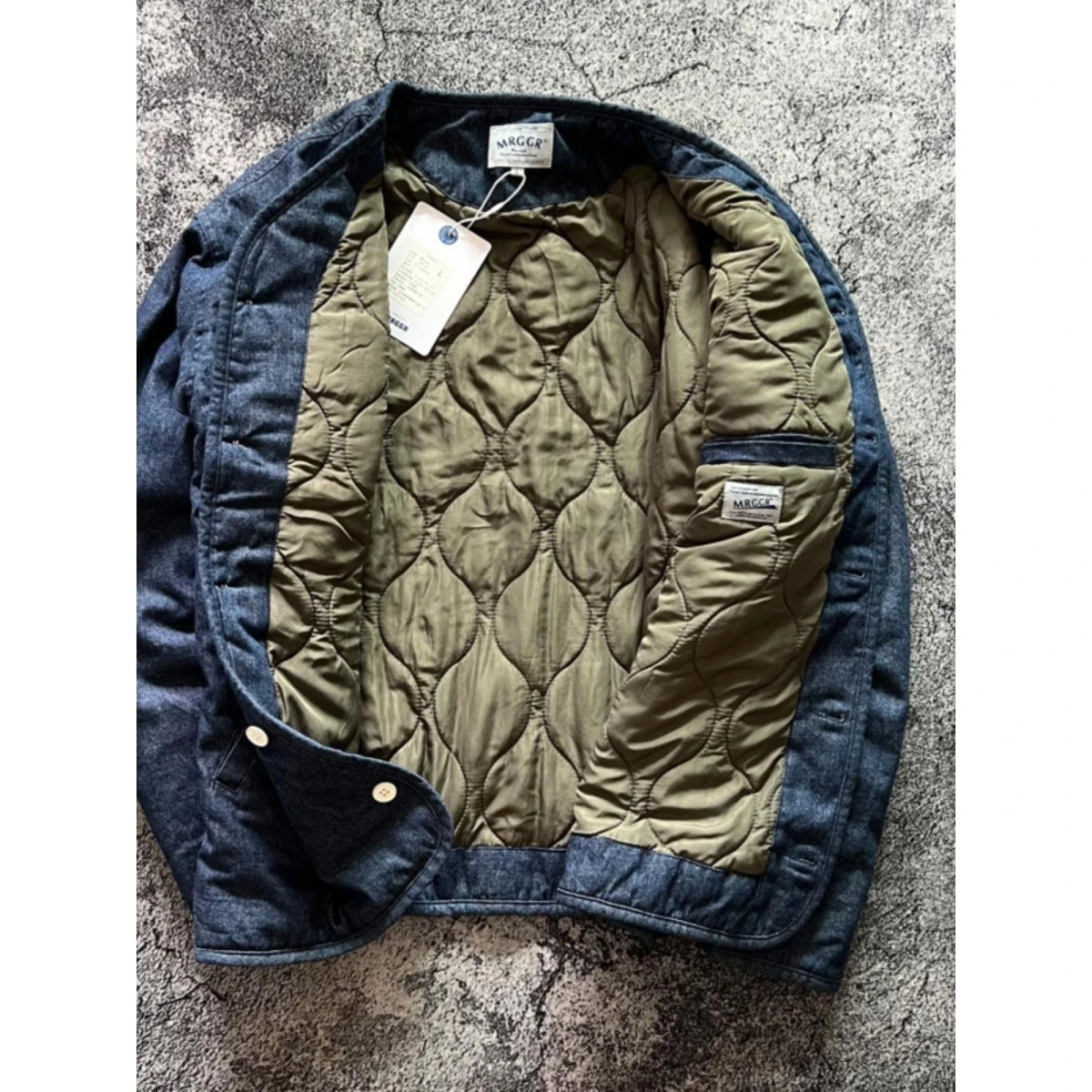 Retro Japanese Style Thick Warm Autumn Winter Cotton Jacket Casual Versatile Denim Outerwear for Men Stand Collar Loose Fit