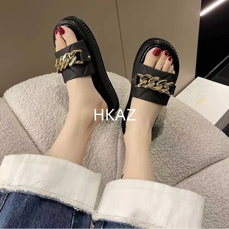 Slippers Women Breathable Fashion Korean Leisure Outdoor Non-slip Luxury Shoes Platform Beach Flats Slippers Home New In Summer