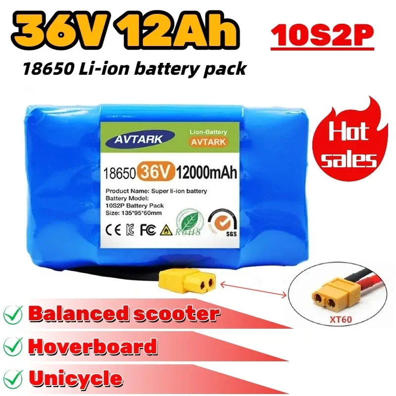 

Genuine 36V 12Ah 10s2p Battery Packs Rechargeable Lithium Ion Battery for Electric Self Balancing Scooter HoverBoard Unicycle